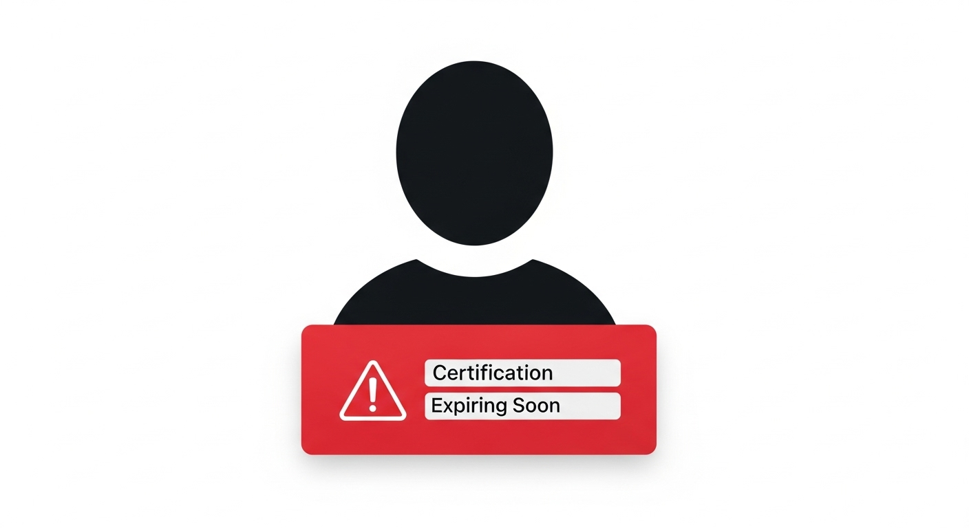 An illustration of an automated alert from an automotive DMS, warning of an expiring employee certification to ensure HR compliance. (Source: Imagen 4)