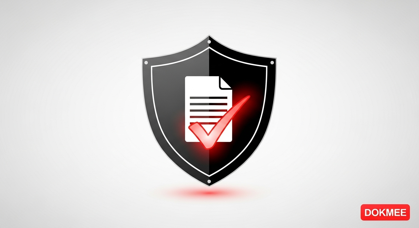 An icon of a shield protecting a document, symbolizing how a document retention policy provides legal compliance and security for a business.